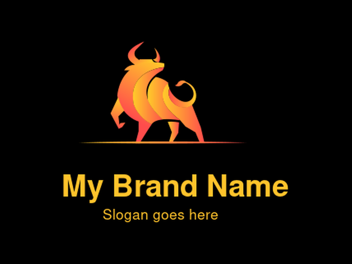Vibrant Orange Gradient Bull Logo Design for Dynamic Financial Investment Firms and High-Energy Sports Apparel Brands